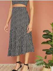 Mela Black Dalmatian Print Midi Skirt - Image 2 of 4