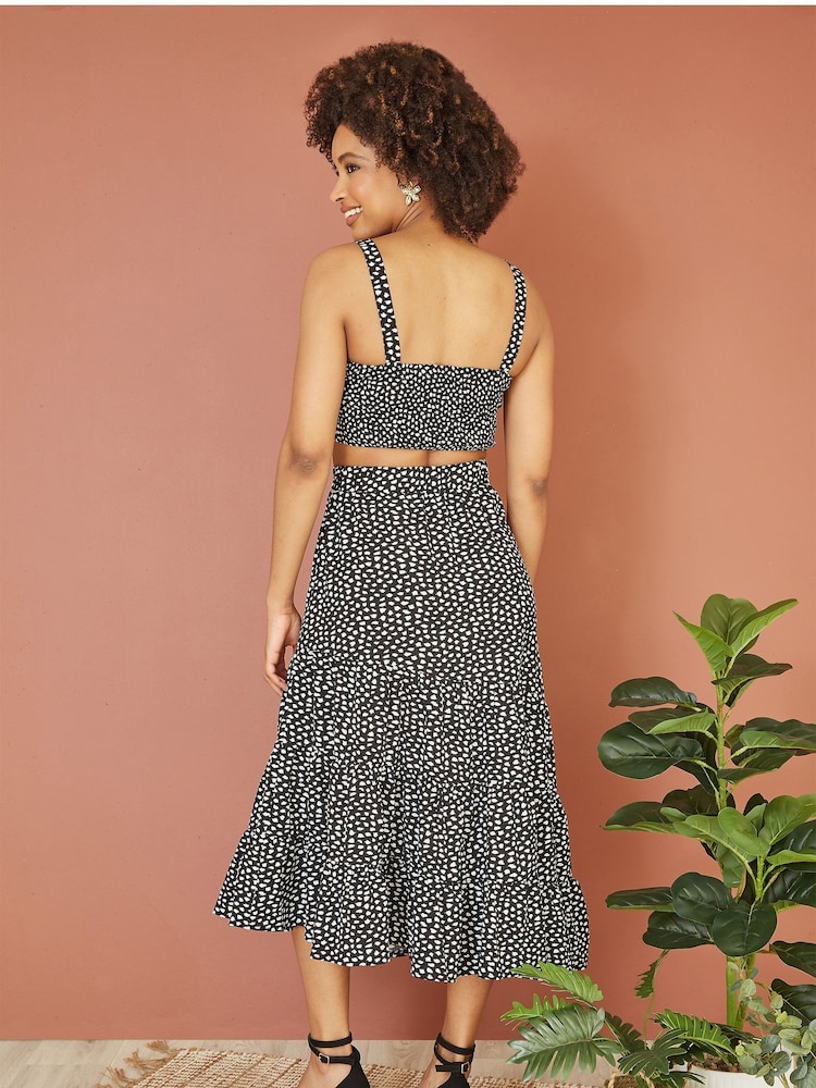 Mela Black Dalmatian Print Midi Skirt - Image 3 of 4
