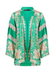 Mela Green Paisley Print Satin Kimono Jacket - Image 5 of 5
