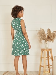 Mela Green Leopard And Daisy Print Shirt Dress - Image 4 of 5