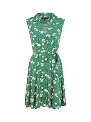 Mela Green Leopard And Daisy Print Shirt Dress - Image 5 of 5