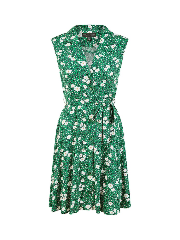 Mela Green Leopard And Daisy Print Shirt Dress - Image 5 of 5