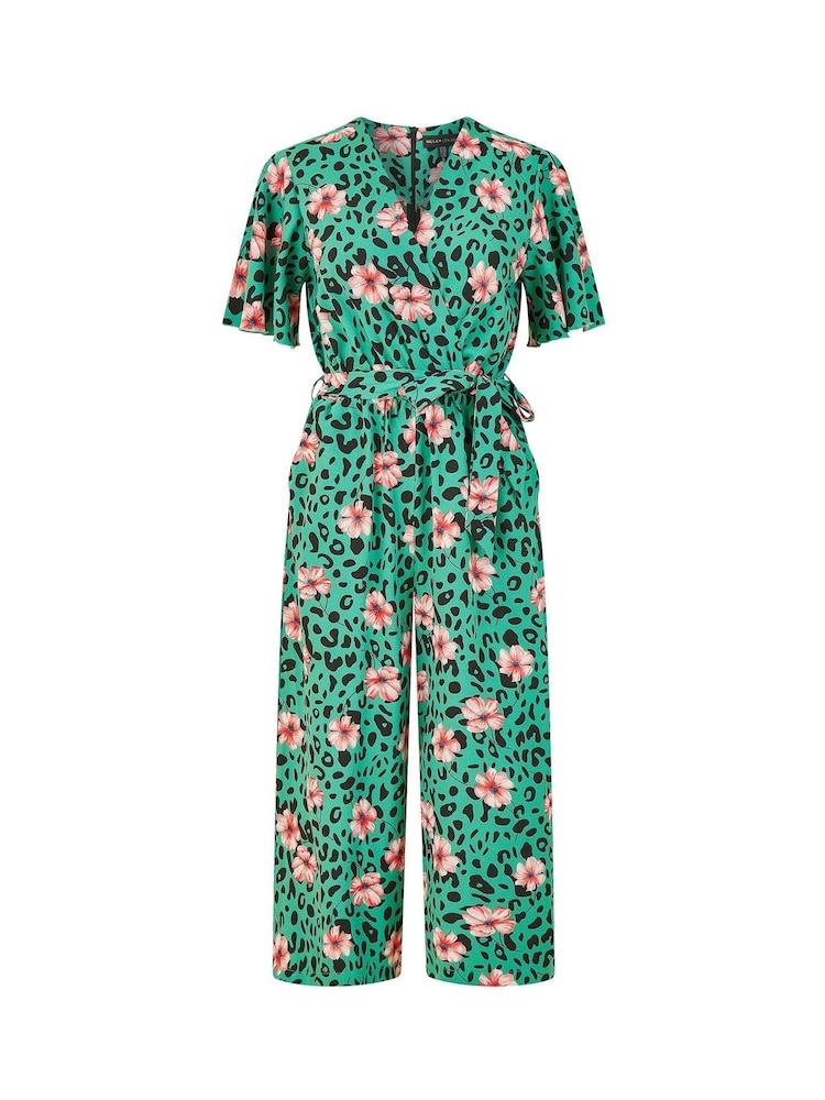 Mela Green Animal Print Jumpsuit With Angel Sleeves - Image 5 of 5
