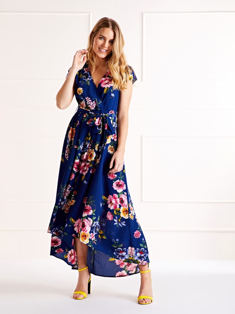 Blau - Mela Blumiges Midikleid mit Wickeloptik und abgerundetem Saum - Bild 2 von 4 Blau - Mela Blumiges Midikleid mit Wickeloptik und abgerundetem Saum - Bild 2 von 4
