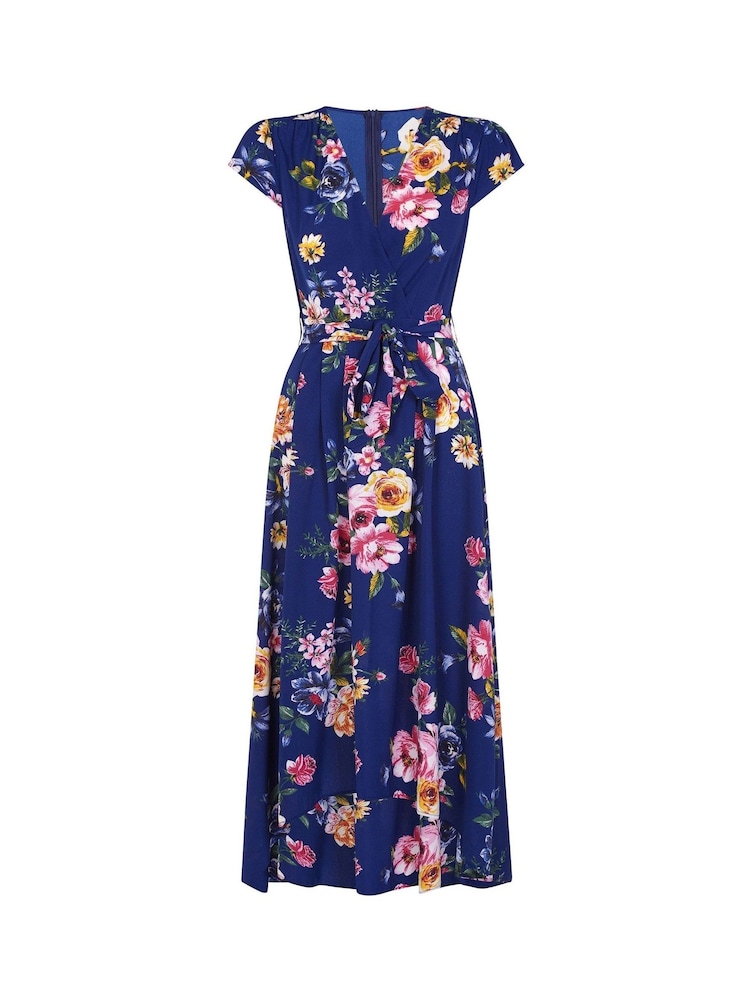 Blau - Mela Blumiges Midikleid mit Wickeloptik und abgerundetem Saum - Bild 4 von 4 Blau - Mela Blumiges Midikleid mit Wickeloptik und abgerundetem Saum - Bild 4 von 4