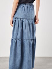 Apricot Blue 100% Cotton Tiered Denim Skirt - Image 4 of 5