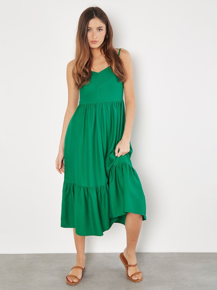 Apricot Green Pintuck Slub Cami Dress - Image 4 of 4 Apricot Green Pintuck Slub Cami Dress - Image 4 of 4