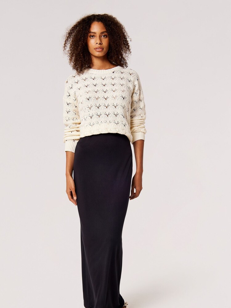 Apricot Black Modal Bodycon Maxi Skirt - Image 1 of 4