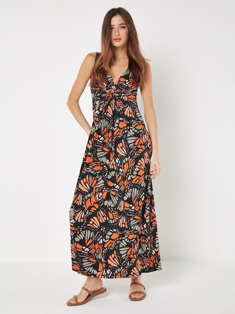 Apricot Multi Colourful Butterfly Wings Maxi Dress - Image 1 of 4