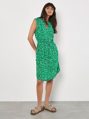 Apricot Green Zebra And Leopard Abstract Zip Dress - Image 1 of 4