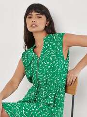 Apricot Green Zebra And Leopard Abstract Zip Dress - Image 4 of 4