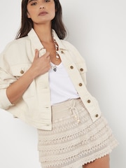 Apricot Natural 100% Cotton Layered Crochet Skirt - Image 1 of 4