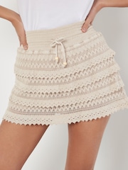 Apricot Natural 100% Cotton Layered Crochet Skirt - Image 3 of 4