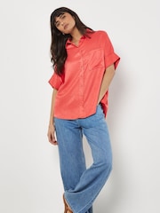 Apricot Red Satin Slub Resort Shirt - Image 1 of 5