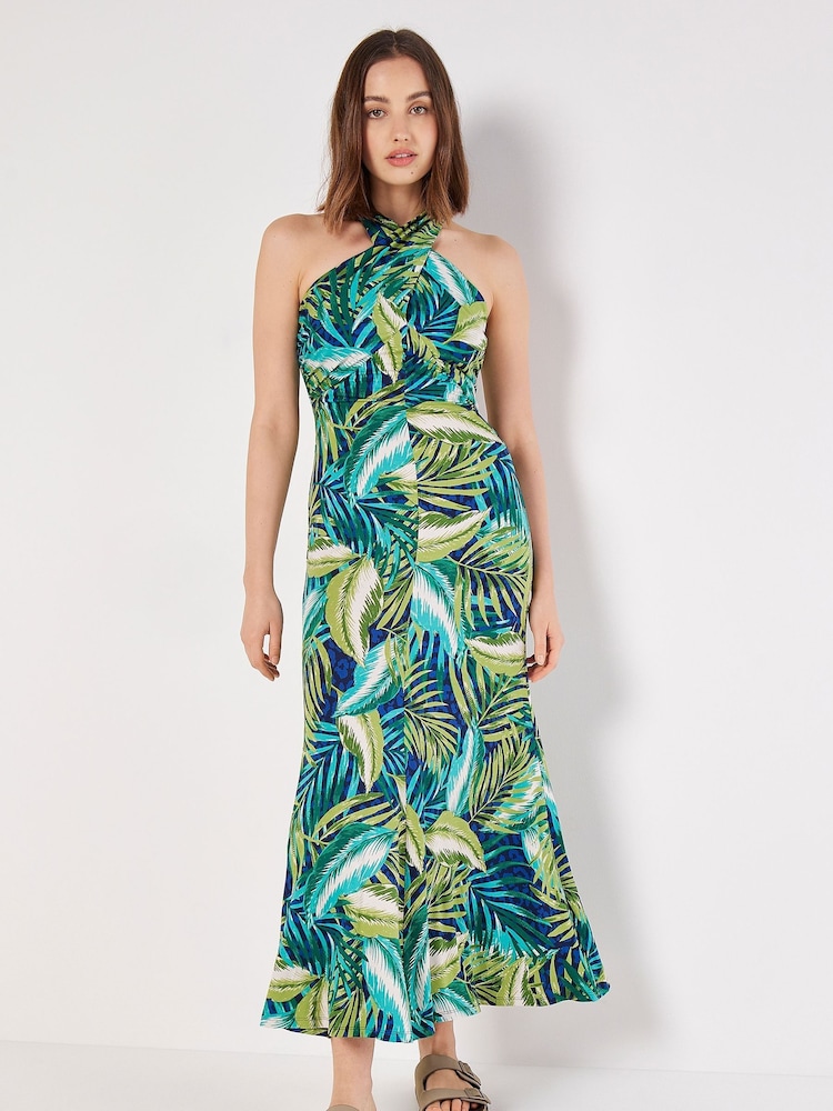 Apricot Blue Painterly Tropical Maxi Dress - Image 1 of 5 Apricot Blue Painterly Tropical Maxi Dress - Image 1 of 5