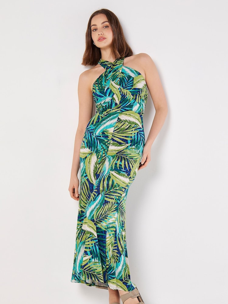 Apricot Blue Painterly Tropical Maxi Dress - Image 5 of 5 Apricot Blue Painterly Tropical Maxi Dress - Image 5 of 5