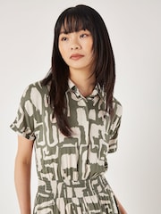 Apricot Green Grecian Geo Shirt Midaxi Dress - Image 4 of 8