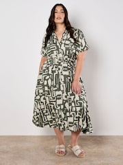 Apricot Green Grecian Geo Shirt Midaxi Dress - Image 5 of 8