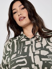 Apricot Green Grecian Geo Shirt Midaxi Dress - Image 6 of 8