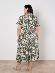 Apricot Green Grecian Geo Shirt Midaxi Dress - Image 7 of 8