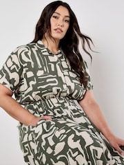 Apricot Green Grecian Geo Shirt Midaxi Dress - Image 8 of 8