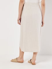 Apricot Cream Cargo Pocket Wrap Skirt With A Touch of Linen - Image 3 of 5