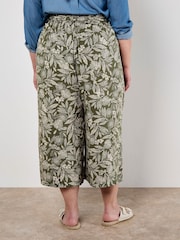 Apricot Green Batik Leaf Belted Culotte Trousers - Image 3 of 4