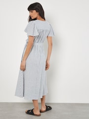 Apricot Blue Oxford Stripe Wrap Dress - Image 2 of 3