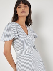 Apricot Blue Oxford Stripe Wrap Dress - Image 3 of 3