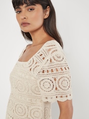 Apricot Natural Crochet Knit Circles Top - Image 4 of 4