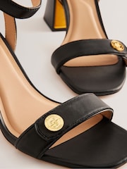 Ted Baker Black Milliiy Mid Block Heel Sandals With Signature Coin - Image 3 of 5