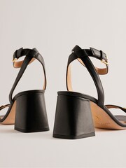 Ted Baker Black Milliiy Mid Block Heel Sandals With Signature Coin - Image 4 of 5
