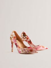 Ted Baker Cream Floral High Heeled Caaraa Pumps With River Of Gold Heel - Image 2 of 5