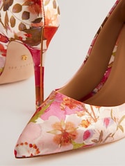 Ted Baker Cream Floral High Heeled Caaraa Pumps With River Of Gold Heel - Image 4 of 5