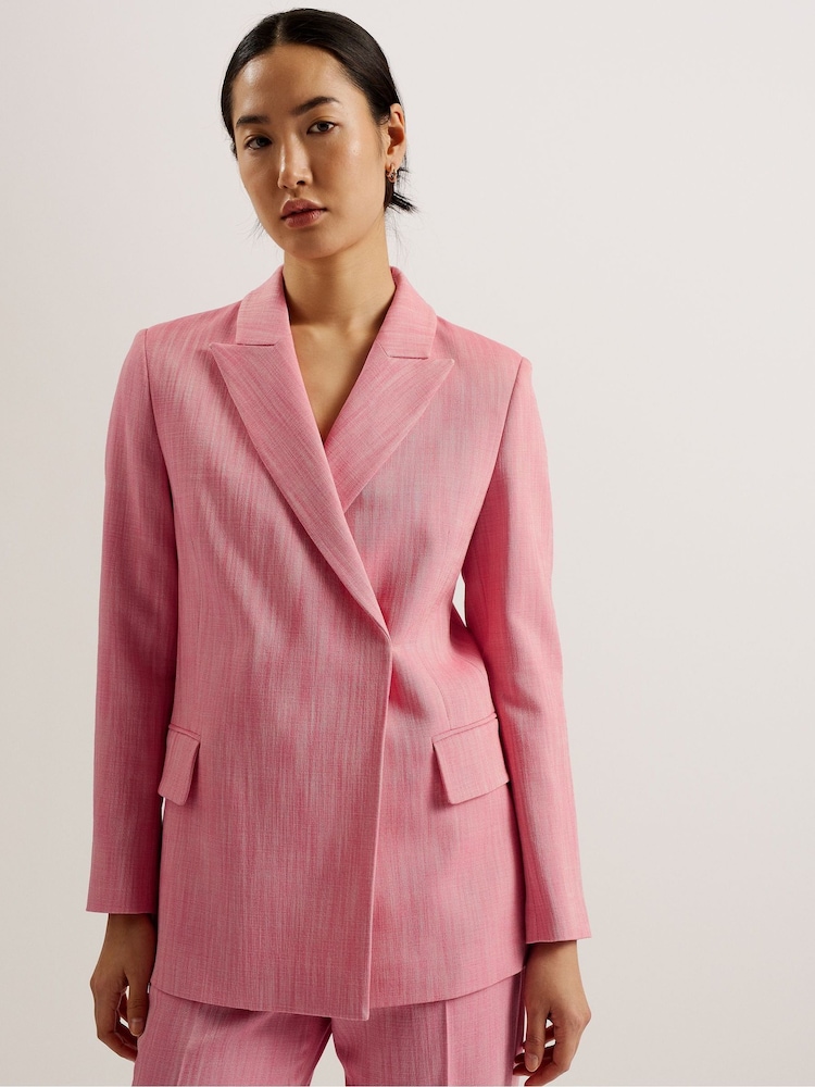 Ted Baker Pink Hiroko Oversized Double Breasted Blazer Coat - Image 2 of 6