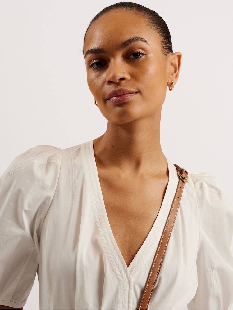 Ted Baker White Ledra Puff Sleeve Midi Dress - Image 2 of 6