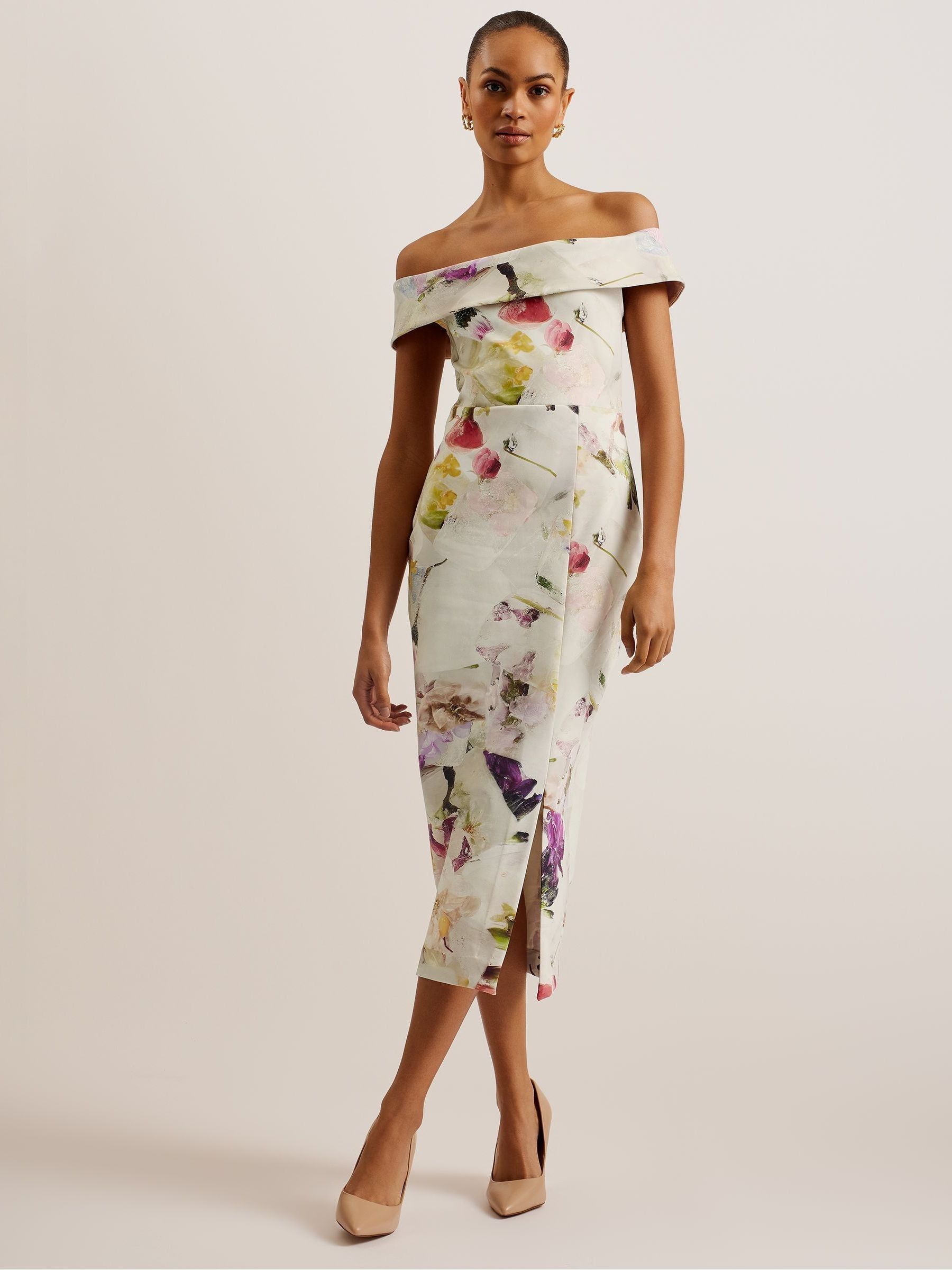 Ted baker white floral dress outlet