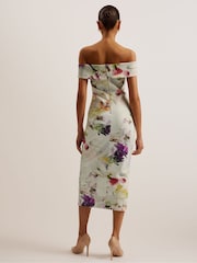 Ted Baker White Scuba Floral Merreen Midi Dress - Image 3 of 5