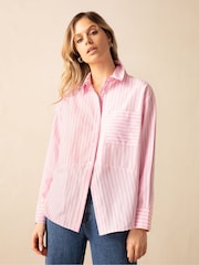 Ro&Zo Stripe Cotton Split Front Shirt - Bild 1 von 6