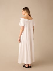 Ro&Zo White 100% Cotton Off Shoulder Cheesecloth Dress - Image 4 of 4