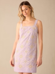 Ro&Zo Purple Broderie Strappy Short Dress - Image 1 of 5