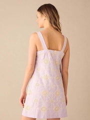 Ro&Zo Purple Broderie Strappy Short Dress - Image 2 of 5
