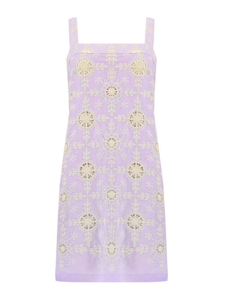 Ro&Zo Purple Broderie Strappy Short Dress - Image 5 of 5