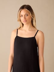 Ro&Zo Black Tiered Hem Strappy 100% Cotton Cheesecloth Dress - Image 4 of 4