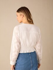 Ro&Zo White Broderie Shirred Waist Top - Image 4 of 4