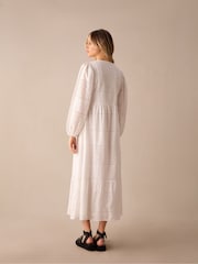 Ro&Zo White Mixed Broderie Midi Dress - Image 7 of 7