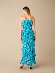 Ro&Zo Blue Kirstee Floral Print Ruffle Cami Maxi Dress - Image 4 of 8