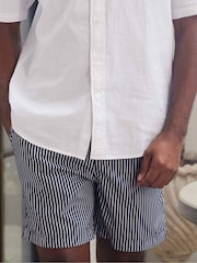 The Savile Row Company Blue White Reverse Stripe Recycled Swim Shorts - Изображение 2 из 4