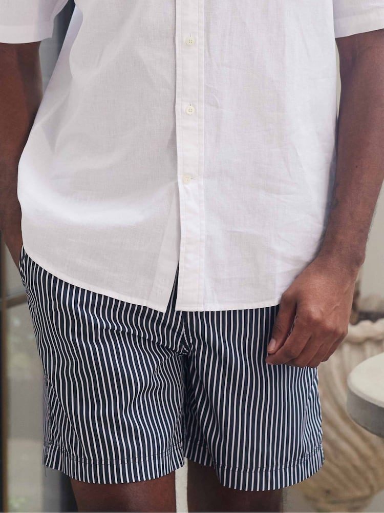 The Savile Row Company Blue White Reverse Stripe Recycled Swim Shorts - Изображение 2 из 4