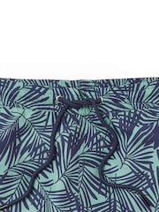The Savile Row Company Green Navy Palm Print Recycled Swim Shorts - Image 4 of 4